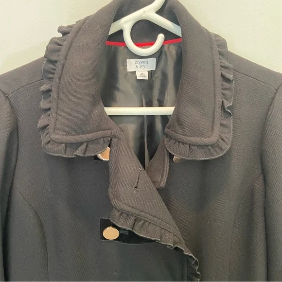 Crown & Ivy Elegant Black Pea Coat - Picture 2 of 9